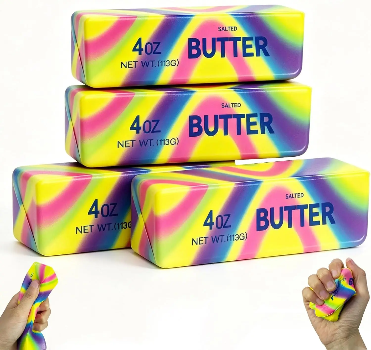 Rainbow Butter Squishy Toy Soft Tie Dye Food Squeeze Toys Slow Rising Kawaii Fidget Stress Relief Toy Autism Adults Gift