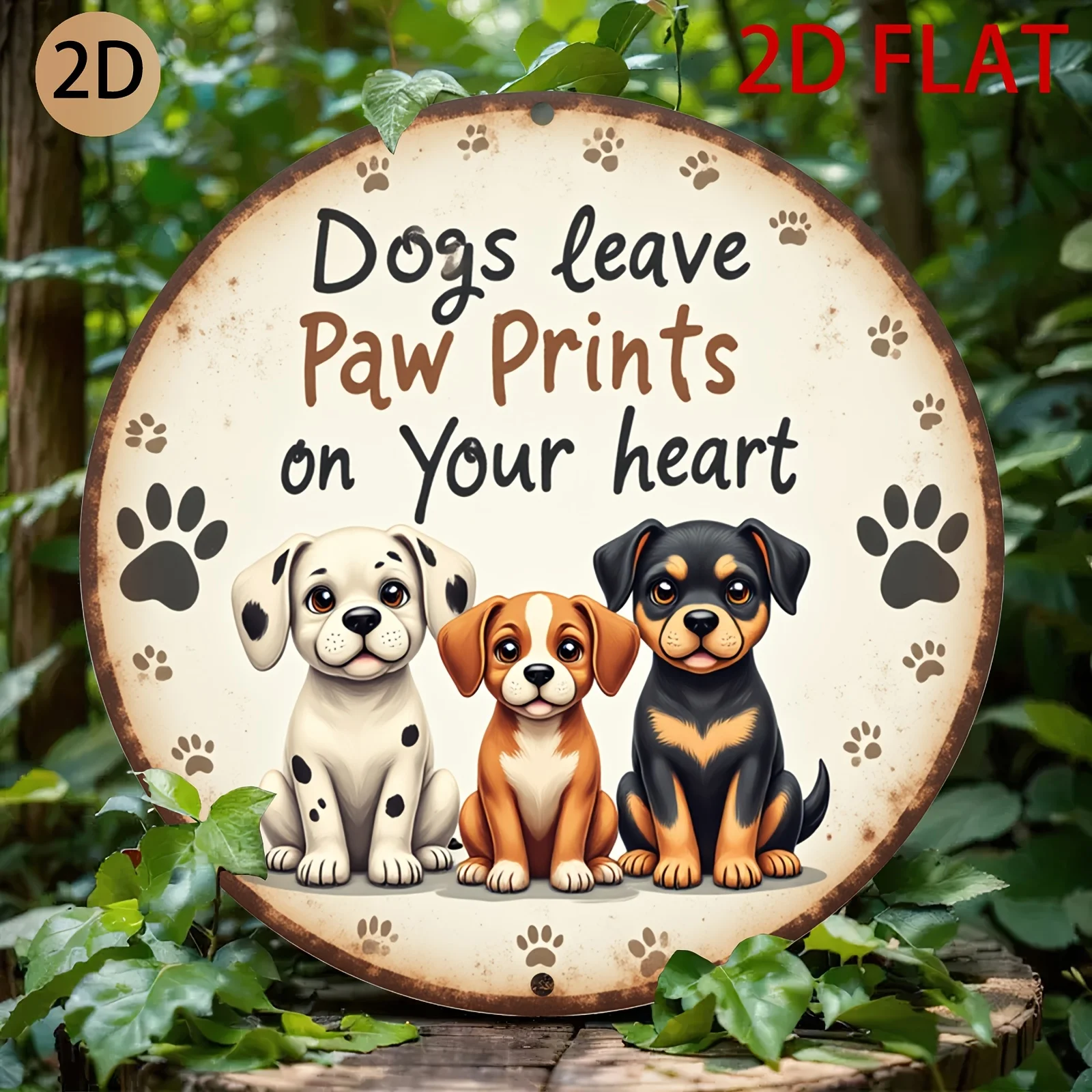 Vintage Country Metal Dog Paw Print Wall Decor, Dalmatian & Labrador Puppy Sign, Dogs Leave Paw Prints on Your Heart Quote, Pet