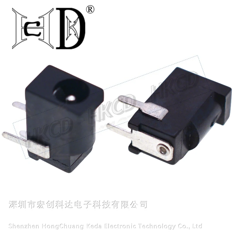 10Pcs  HKCD DC Power Jack Socket, DC-002 2-Pin Vertical PCB Mount Female DC002 DC Connector for Electronic Devices