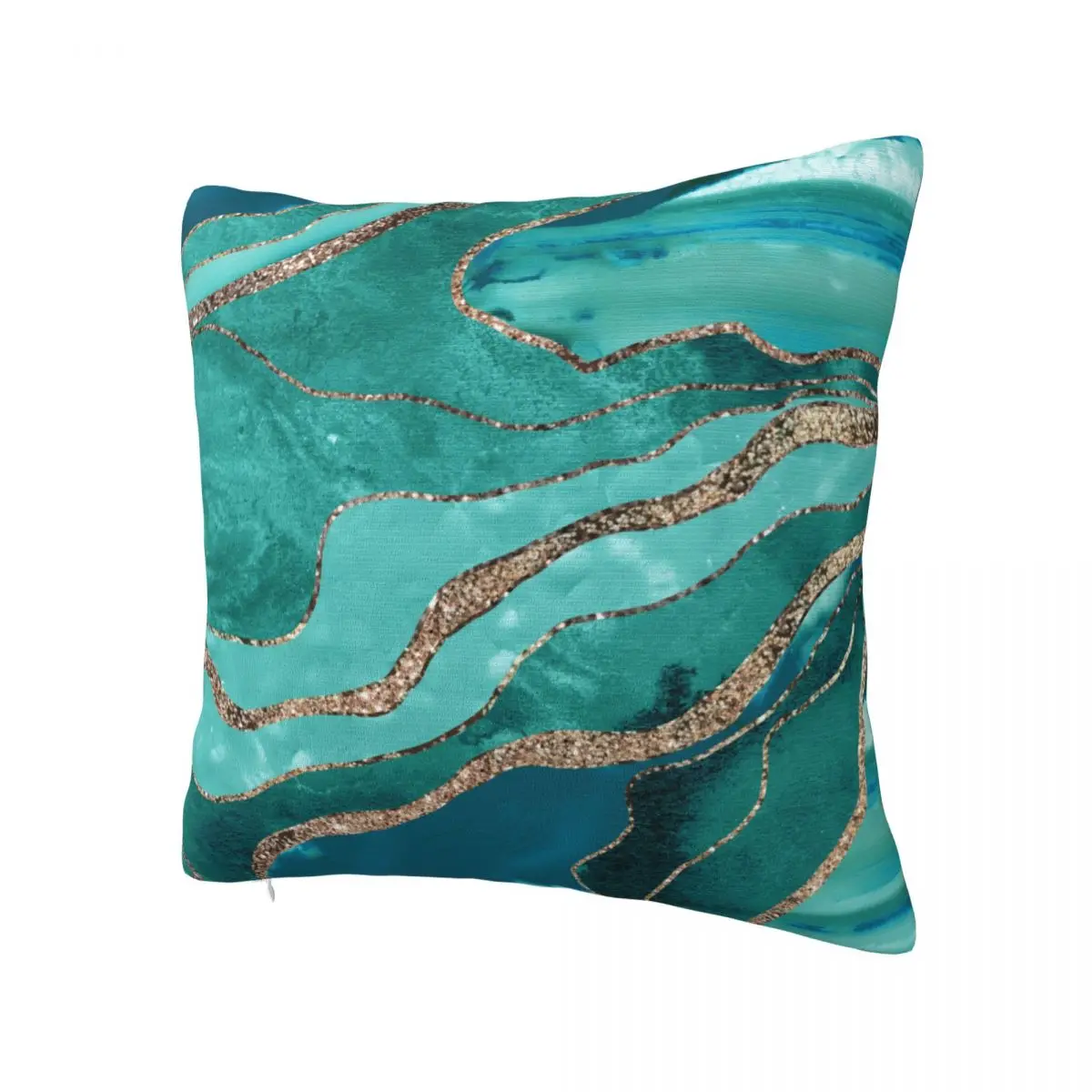 Turquoise Teal Marble Agate Gold Glitter Glam Pillowcase Soft Cushion Cover Decoration Throw Pillow Case Cover Home Square