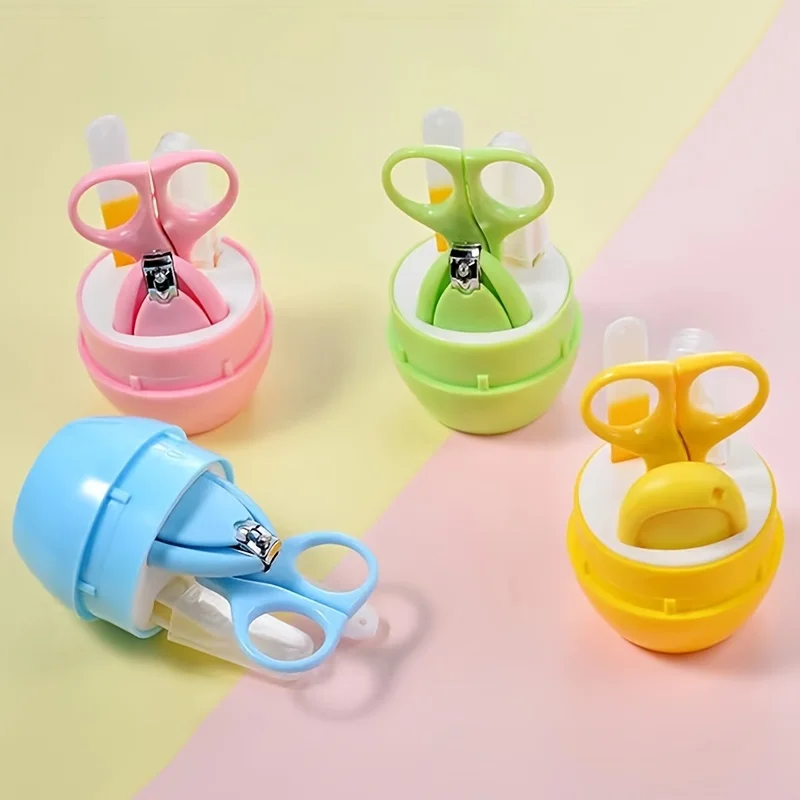4pcs Infant Baby Clipper Nail Set, Baby Grooming Kit, 4-in-1 Baby Care Set, Baby Nail Clipper, Scissors, File, Tweezer