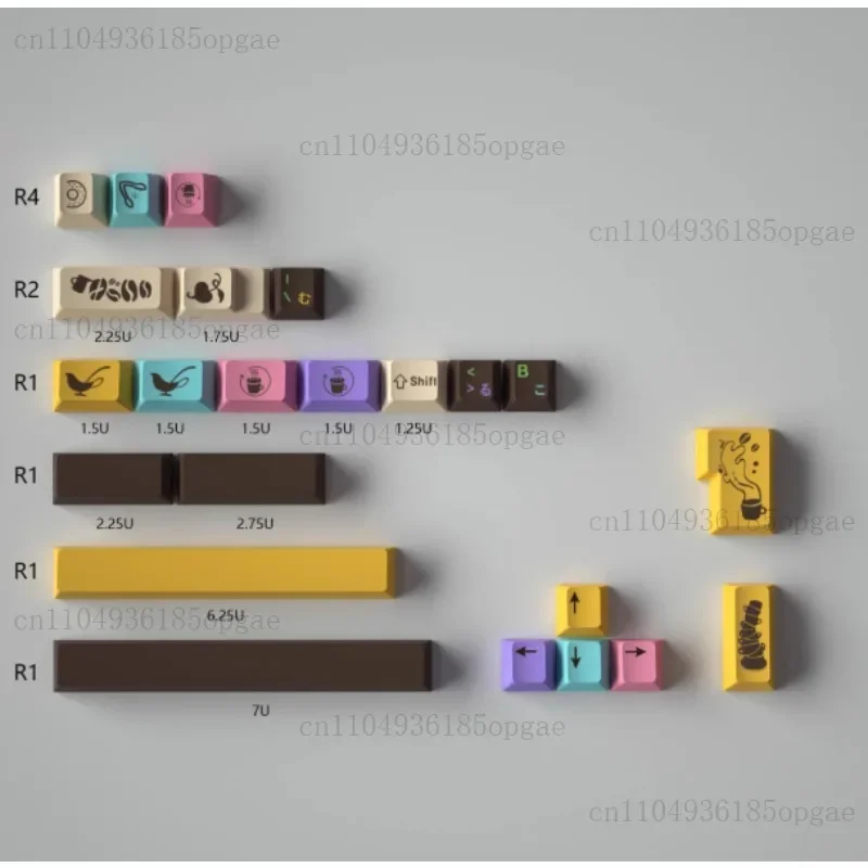 Glove X Domikey Choco Donuts Theme Keycap 152key Full Set Cherry Profile PBT Dye-sublimation Key Cap For Mechanical Keyboard