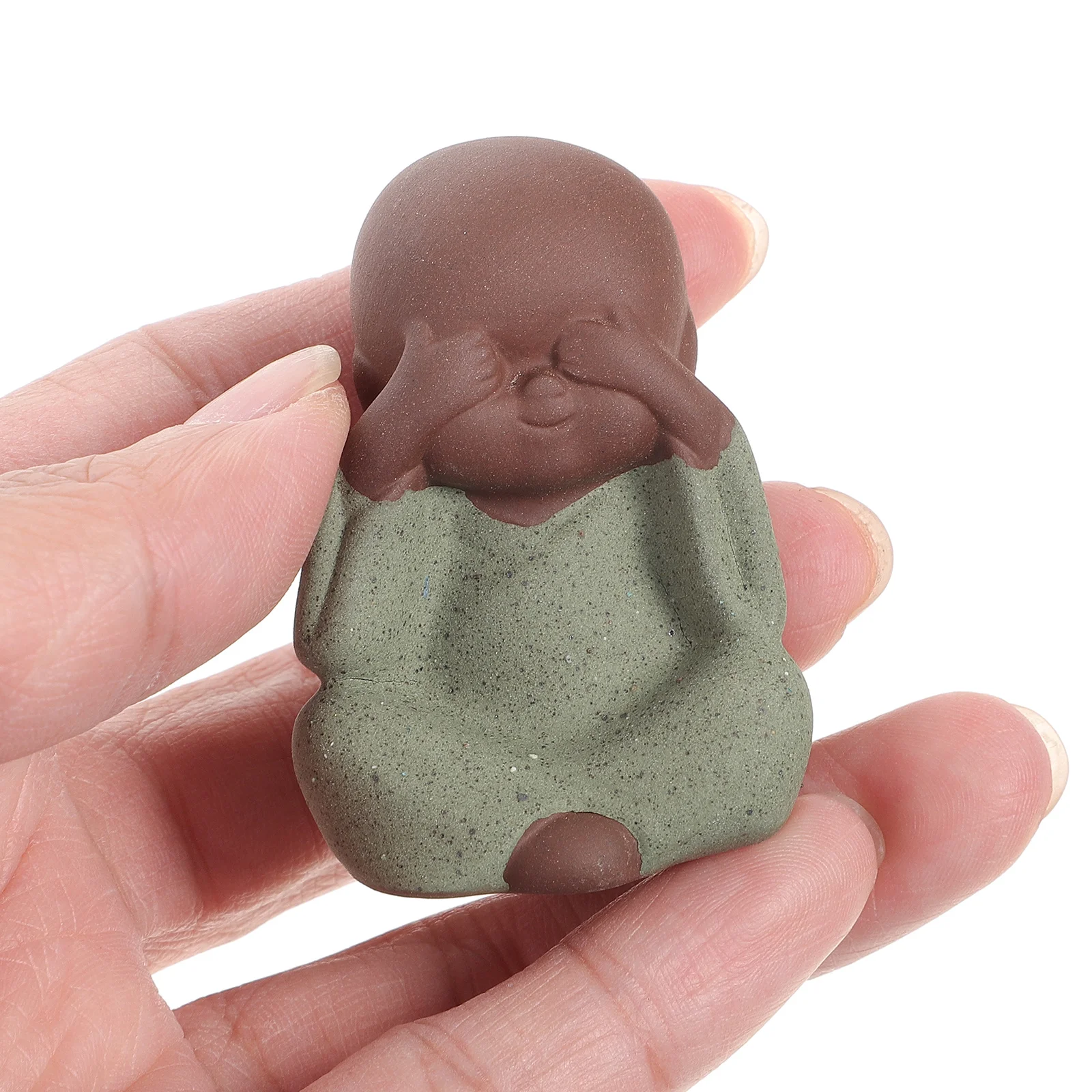 

4Pcs Zen Style Tea Pet Decorations Ceramic Mini Monk Ornaments Lovely Tea Pet Decor for Home Office Garden Display