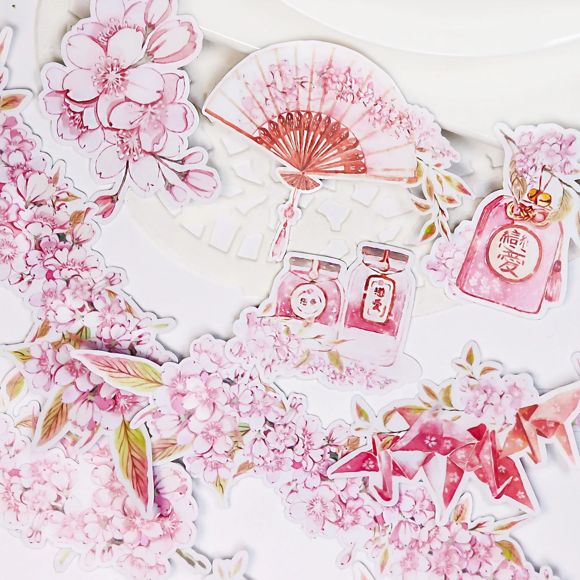 18pcs Cherry Blossoms Flowers Sticker For Kids Homemade Book Stickers On Laptop / Decorative Scrapbooking / DIY