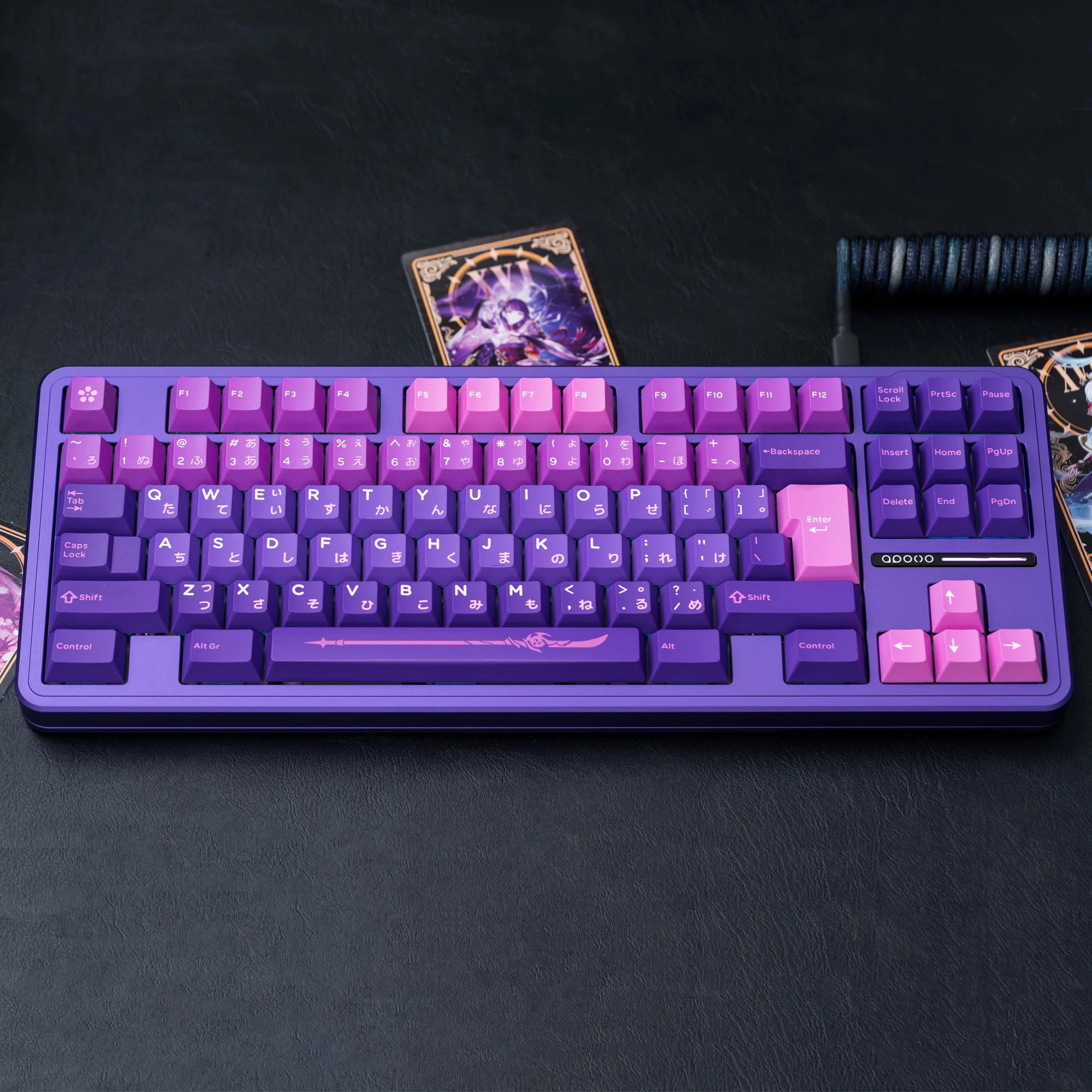 domikey x tinta gi inazuma cereja perfil keycap roxo rosa para teclado 87 104 xd64 xd68 xd84 bm60 bm65 bm68 genshin impacto 01