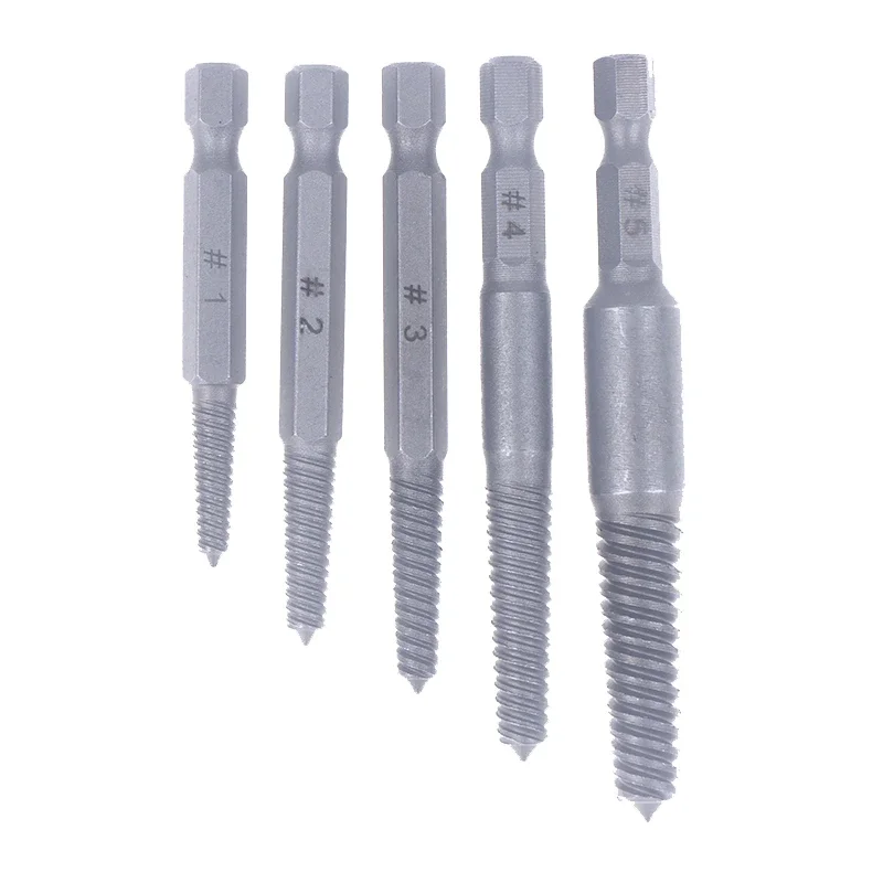 Alat Ekstraktor Sekrup Rusak 6-Piece, Ekstraktor Sekrup Ulir Rusak, Alat Penghilang Sekrup Ulir Rusak dengan Gagang Hexagonal Elektrik