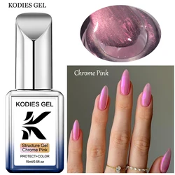 KODIES GEL Chrome Pink Nails Structure Rubber Base Gel Polish 15ml Aurora Shimmery Color Nails Function Gel Camouflage Base Coat