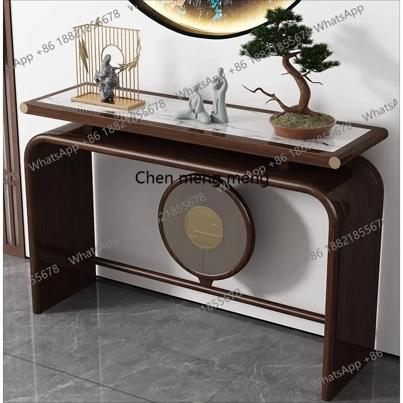 X  Zhongtang strip case enters the house against the wall, living room table case, light luxury solid wood entrance cabinet