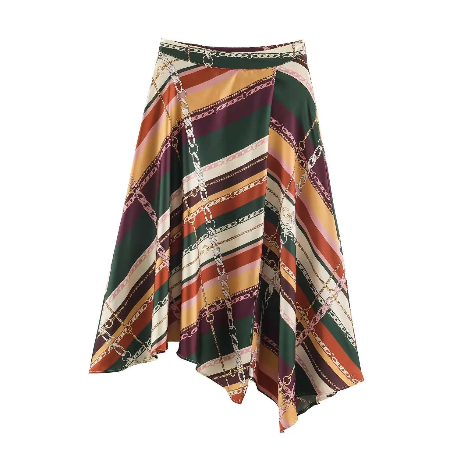 KONDALA Chic 2026 Herbst Vintage Moderner Asymmetrischer Druck Langer Rock Drapiert Eleganter Chic Lässiger Hochgeschnittener Damen A-Linien-Rock – Detail 2