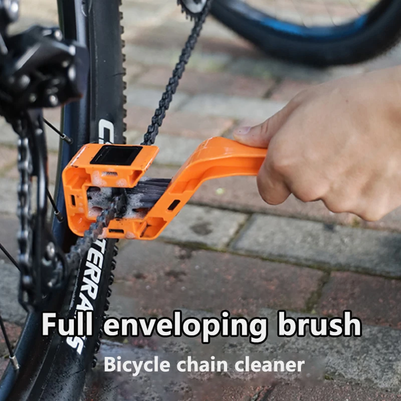 Bicycle Chain Clean Brush Double Head Bike Chain Washer Cleaner Multifunction Portable Chain Cleaning Brush For Motorcycle Bike