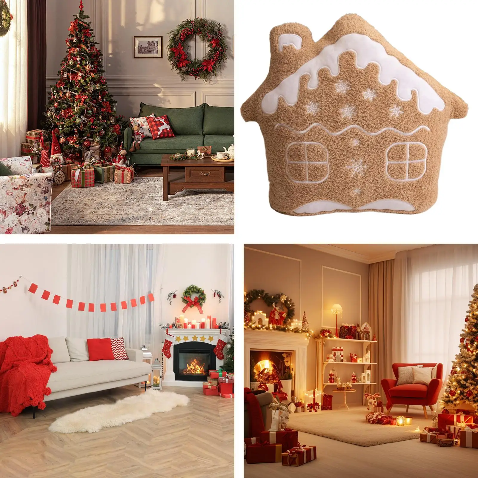 クリスマス用クッション かわいい装飾用ぬいぐるみ ジンジャーブレッドぬいぐるみ 家、ベッド、ソファ、赤ちゃん、幼児、感謝祭、ホリデー、室内用ソファ用