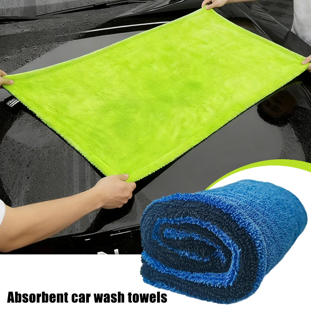 Twisted Pile Car Wash Towel Double Side Thick Microfiber Water Absorbent Drying Rag with Border for Car Detailing