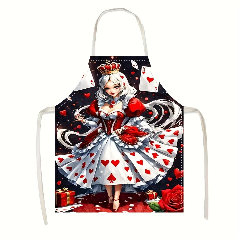 Delantal de la Reina de Corazones, tema Alicia en el País de las Maravillas, delantal de cocina para hornear para mujer, 1 unidad