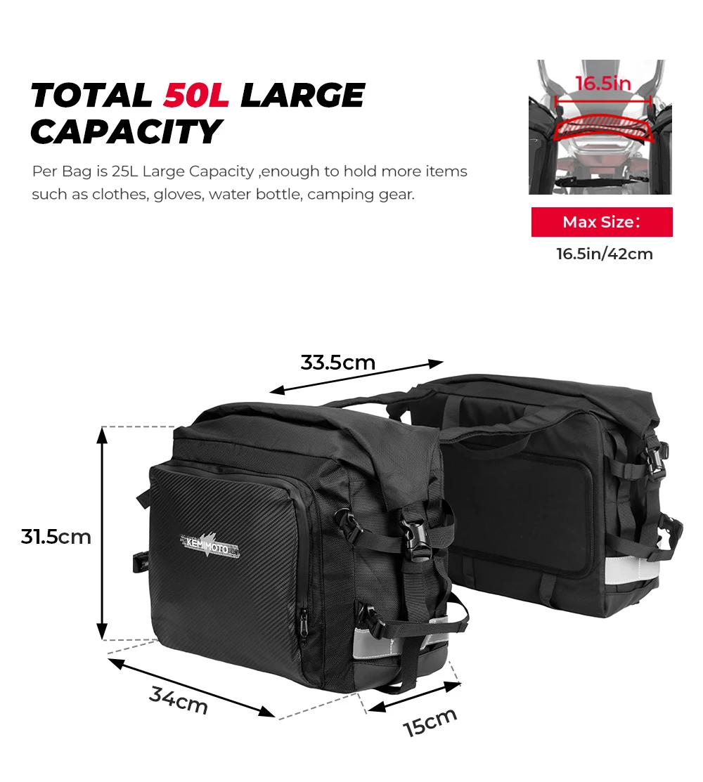 KEMIMOTO Motorrad-Satteltasche, wasserdichte Seitentaschen für BMW R1200GS R1250GS ADV, für Triumph Tiger 900, für Honda X-ADV Twin Africa – Detail 4