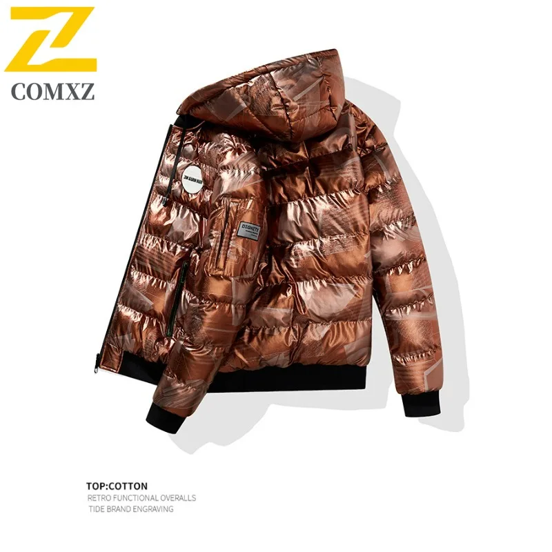 COMXZ Men Padding Coat Lightweight Handsome Thick Warm Cold Resistant Travel Skiing Winter Jacket Snowy Windproof Padded Jacket