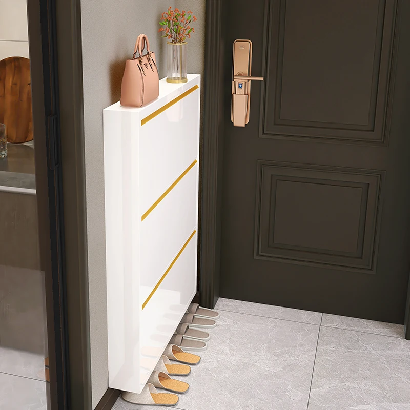 Ultra thin shoe cabinet for household doorstep entry, small 15cm narrow entrance, small door type