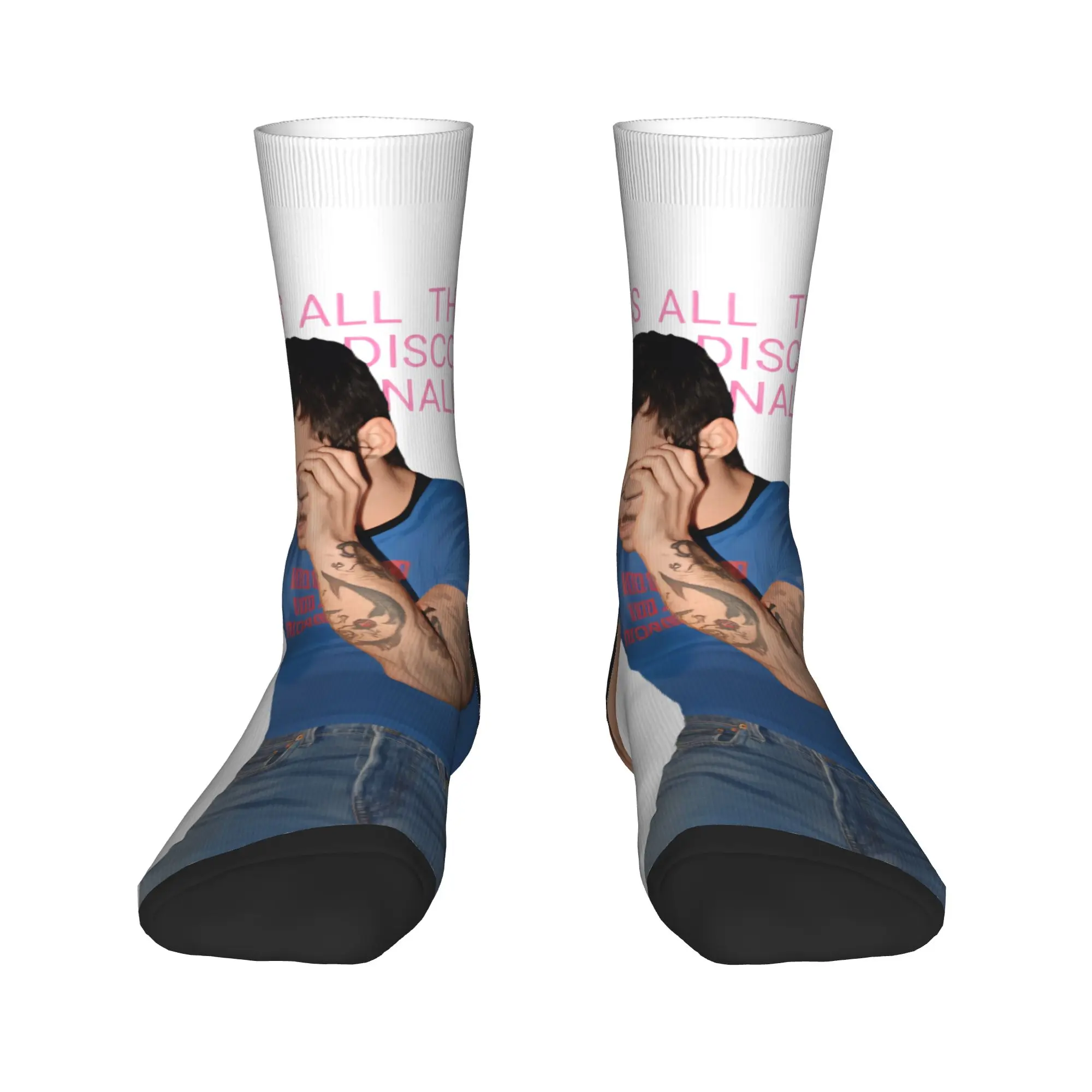 Kiss All the Time Socks  Funny Stockings Men's Soft Running Socks Autumn Design Non-Slip Socks
