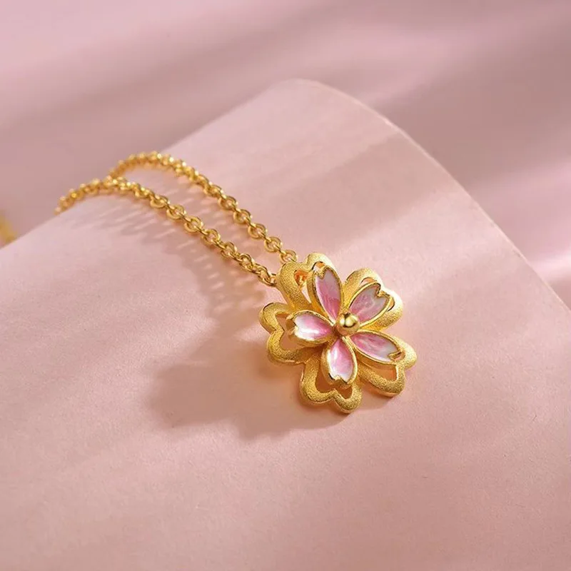 

Eternal Spring in Gold: 24K Gold (AU999) Women's Jewelry | Peach Blossom Pendant Blooms with Luck & Effortless Elegance