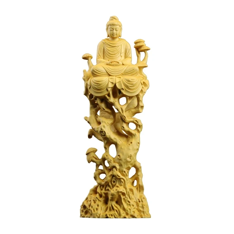 

21cm Boxwood Wood Statue Zen Boxwood Figure Statue Real Wood Office Decoration Wood Sculpture Buddha Collection