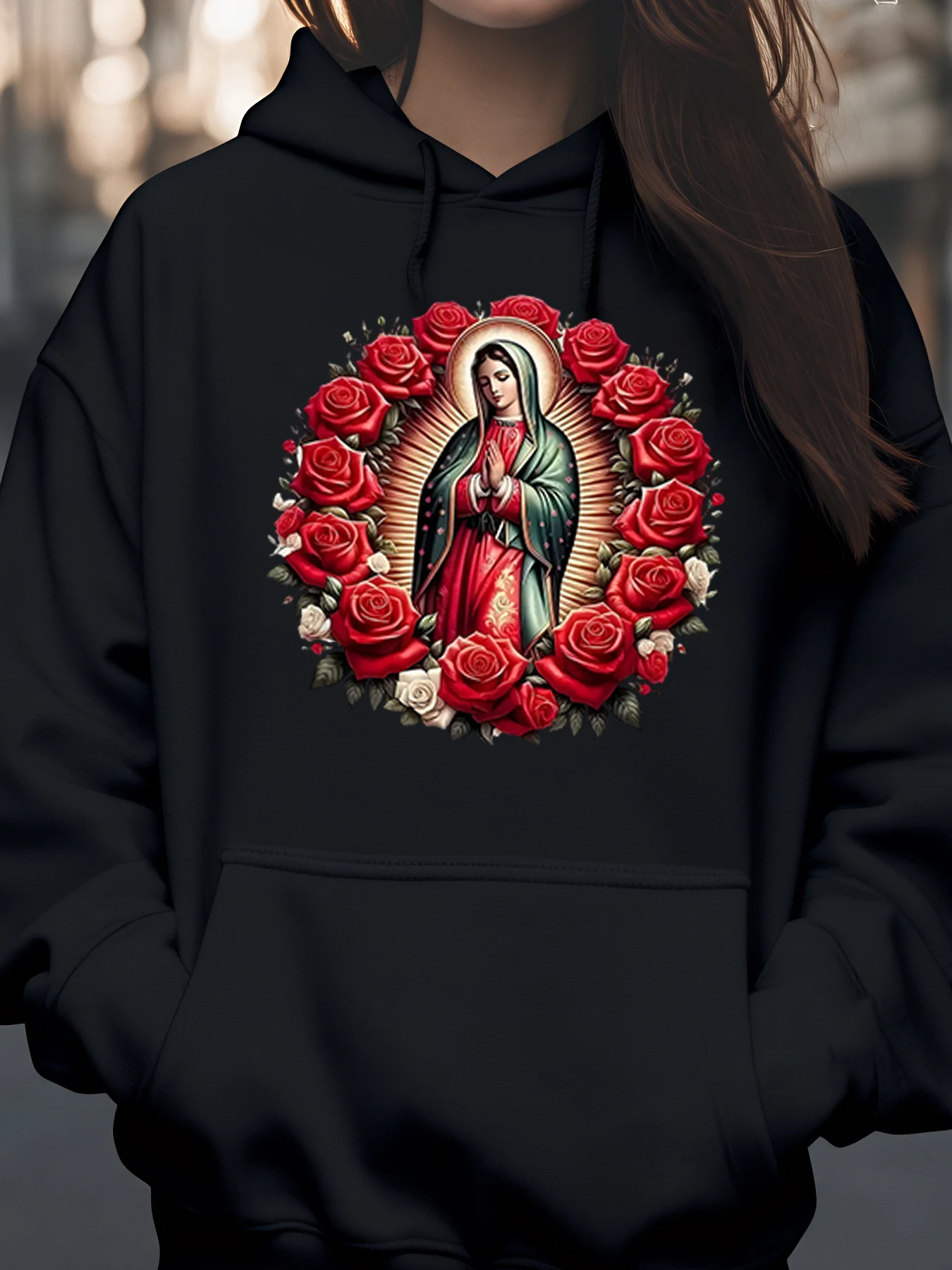 مريم العذراء روز طباعة هوديي عيد الميلاد ملابس غير رسمية الملابس النسائية