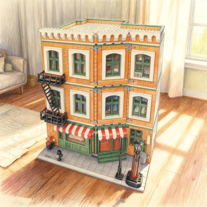 

4523 детали MOC: Модульный конструктор «Улица из сериала «Друзья»» — креативный подарок для взрослых, для сборки и декора, премиум-качество