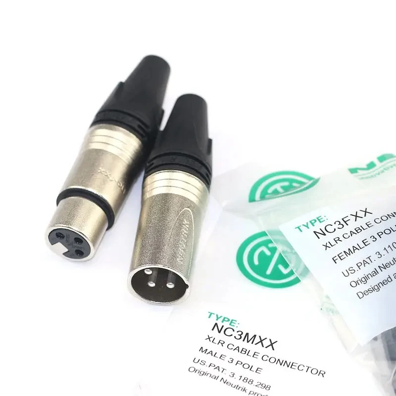 

3 Pin XLR Male/Female Audio Microphone Balanced Cable Plug Connector Cable RCX3F-M Terminal Black Silver Plug