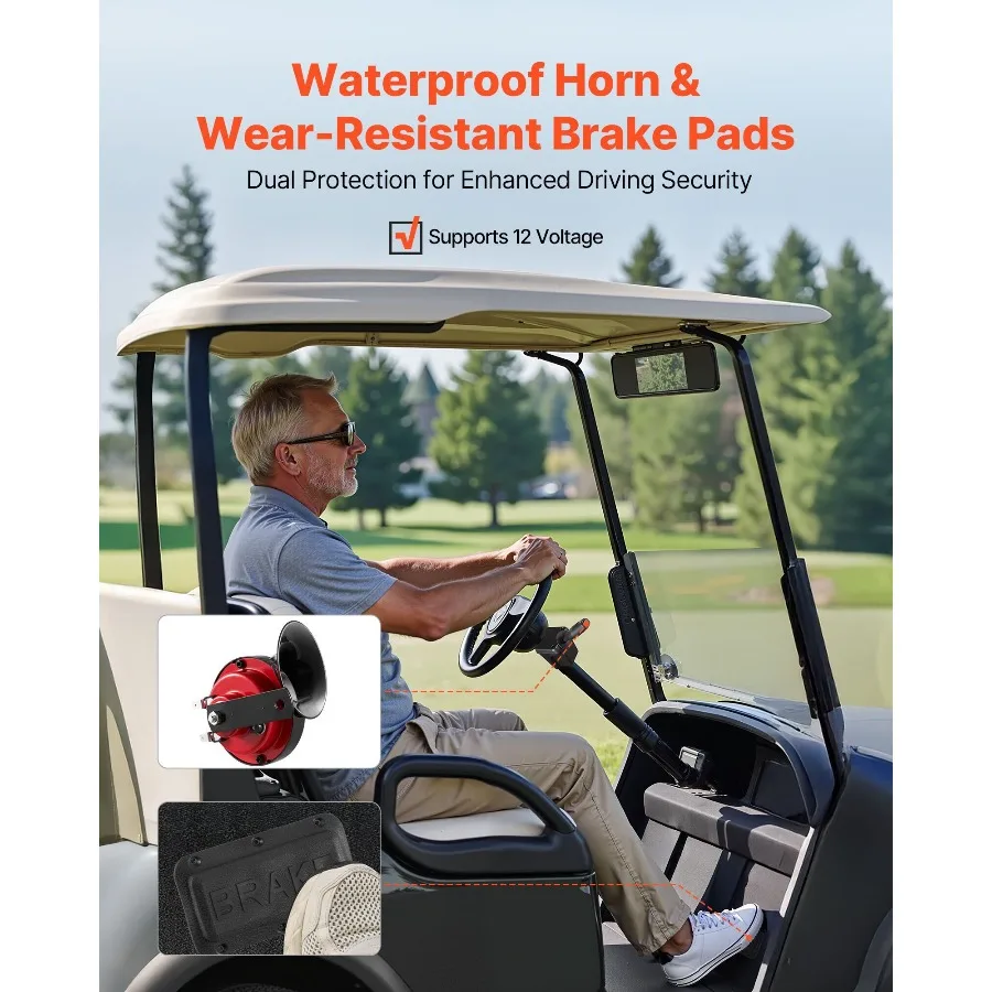 مجموعة إضاءة عربة الجولف، 12 فولت، مصباح أمامي LED قانوني للشارع ومجموعة الضوء الخلفي مع حزام أسلاك، إشارات الانعطاف، ضوء الخطر، مفتاح #6