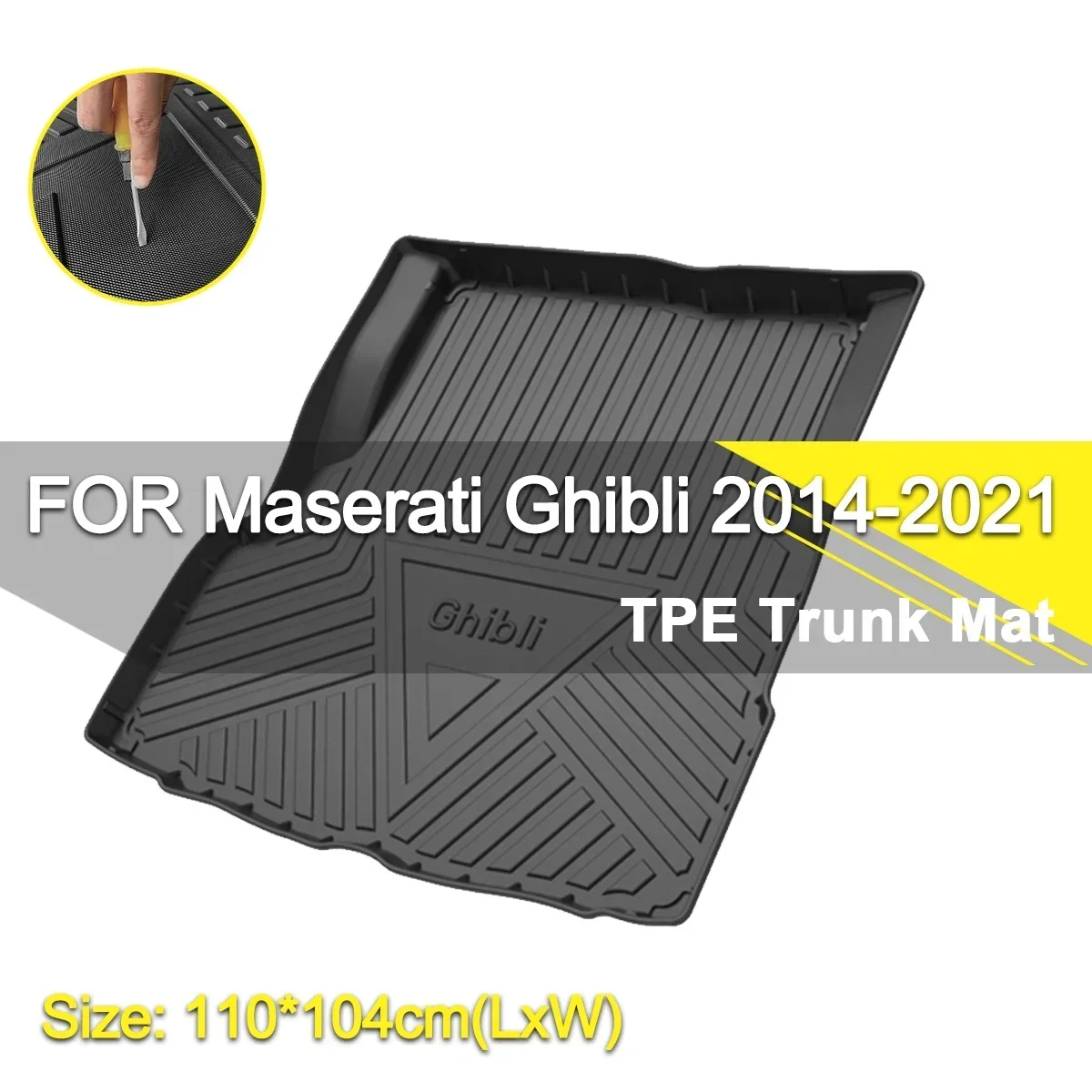 

Car Rear Trunk Cover Mat Waterproof Non-Slip Rubber TPE Cargo Liner Accessories For Maserati Ghibli 2014-2021