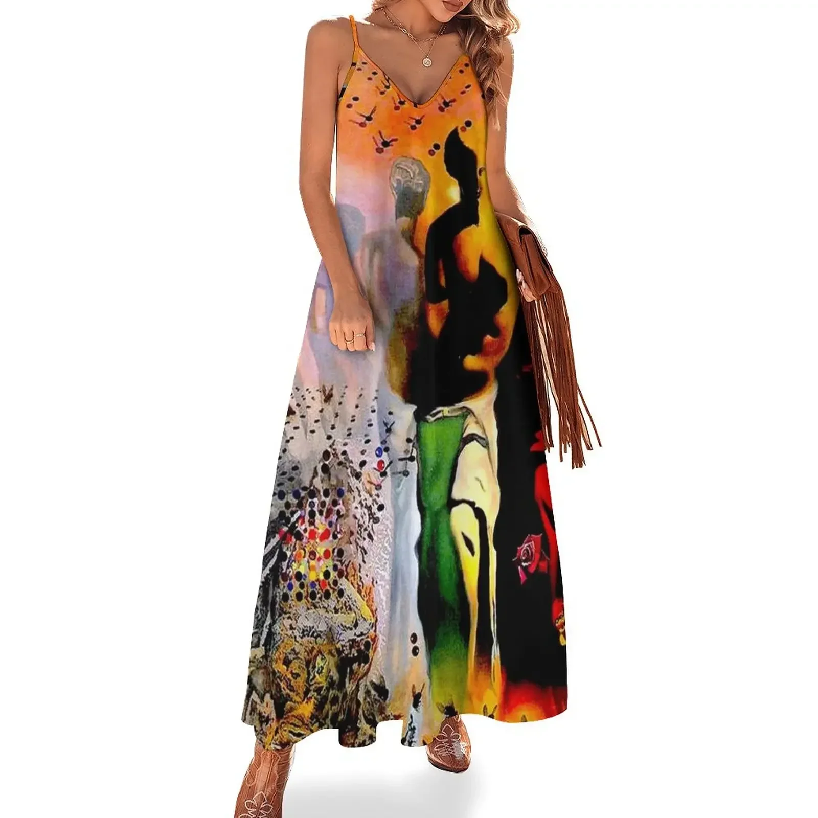 

VENUS DE MILO : VintageAbstract Surreal Print Sleeveless Dress sexy dress clothes for woman Dress