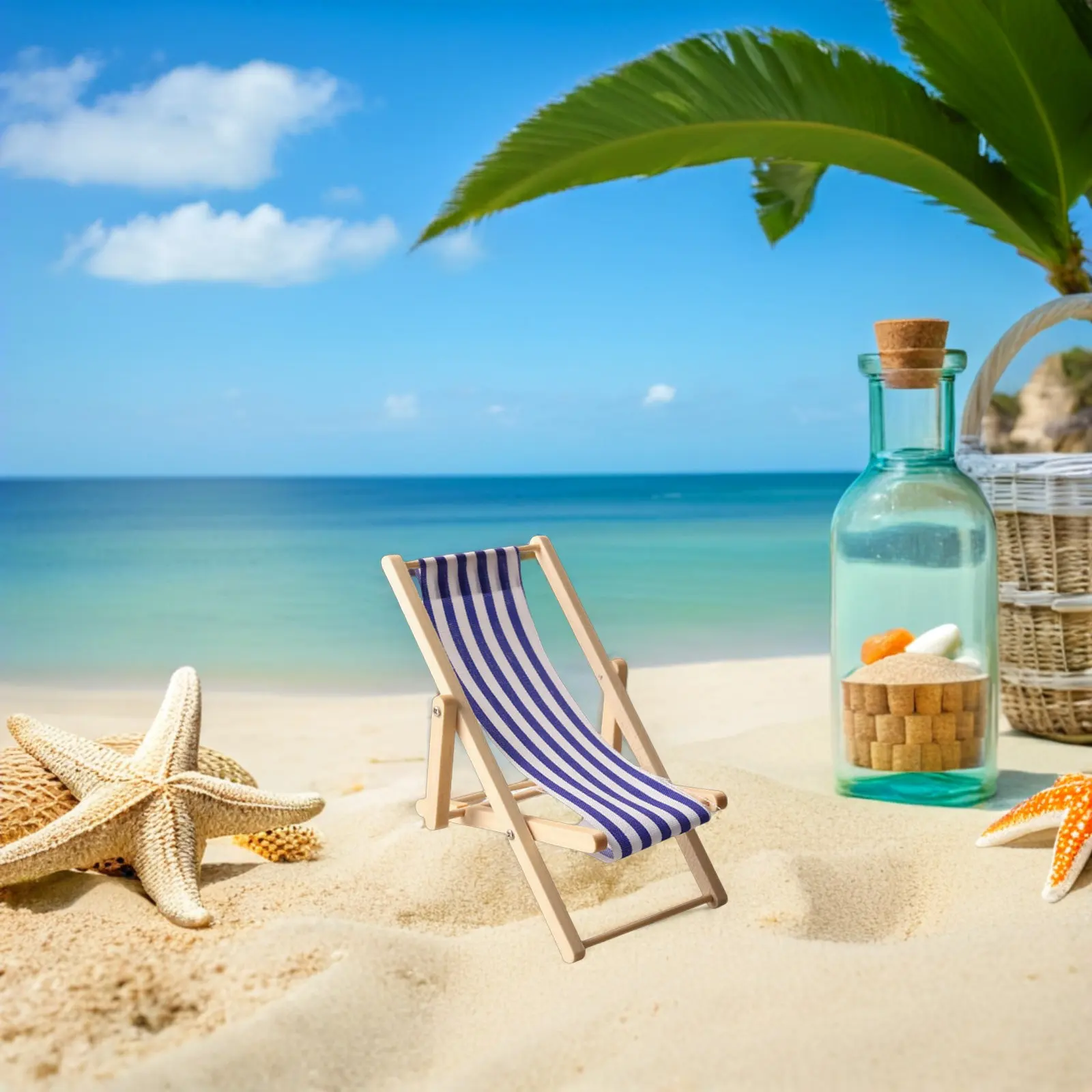 3pcs Miniature Beach Chair Wooden Foldable For Dollhouse Outdoor Scenes Mini Furniture Decoration Portable Chairs Craft