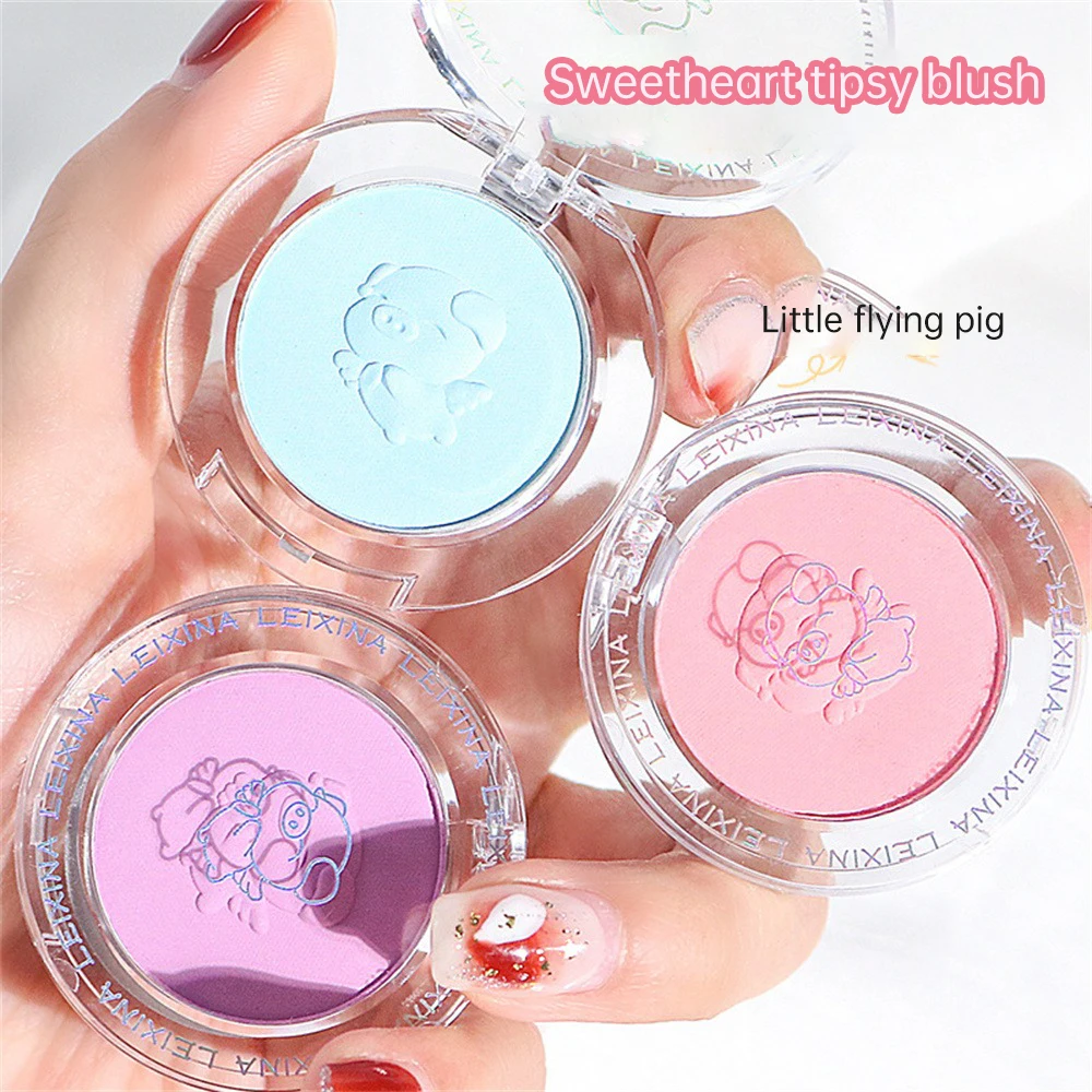 Little Flying Pig Blush Matte Brighten Skin Tone Sweetheart Blush Rouge Makeup Blush White. Highlight The Natural Beauty