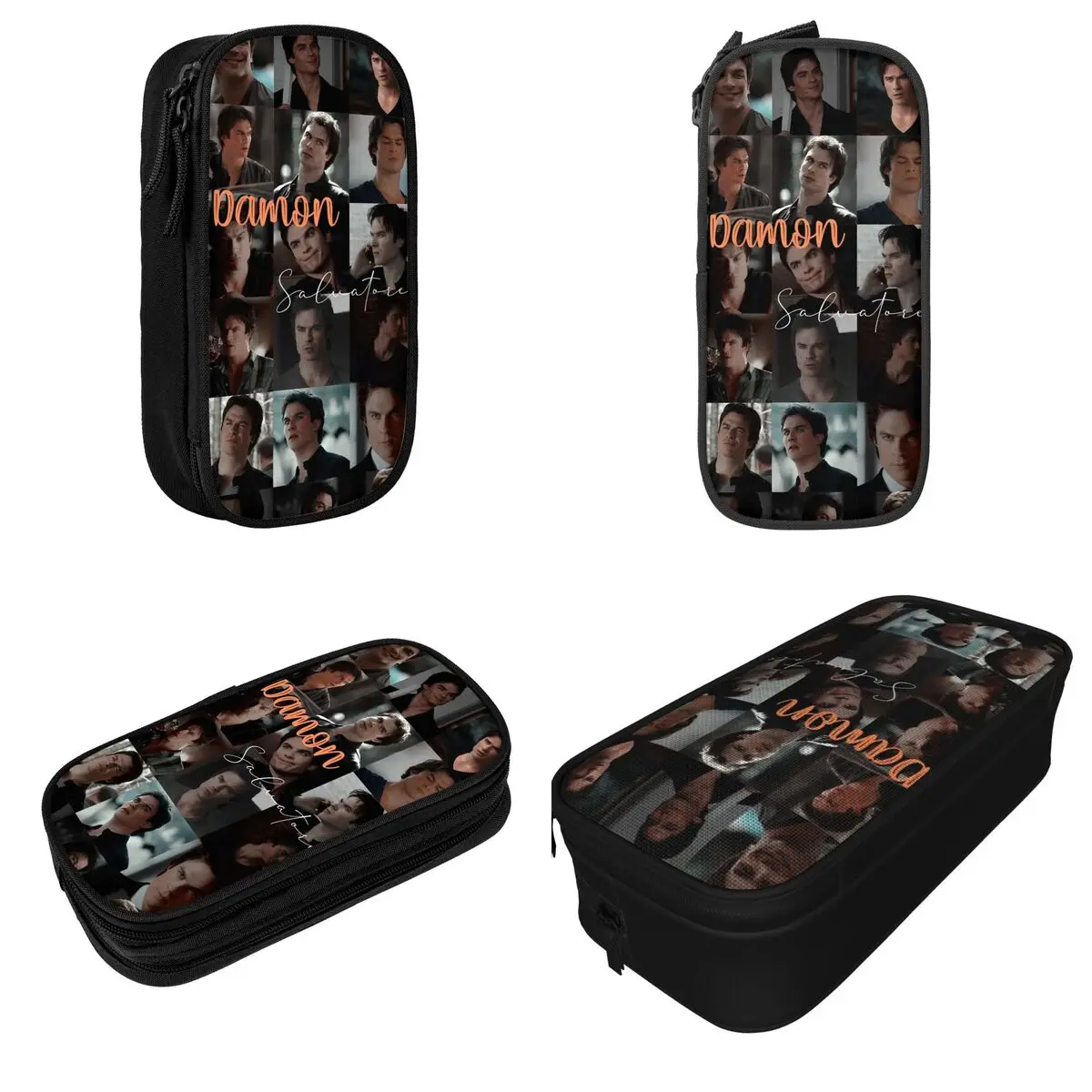 The Vampire Diaries Damon Salvatore Pencil Case Classic TV Pen Box Bags Student Big Capacity School Supplies Gift Pencilcases