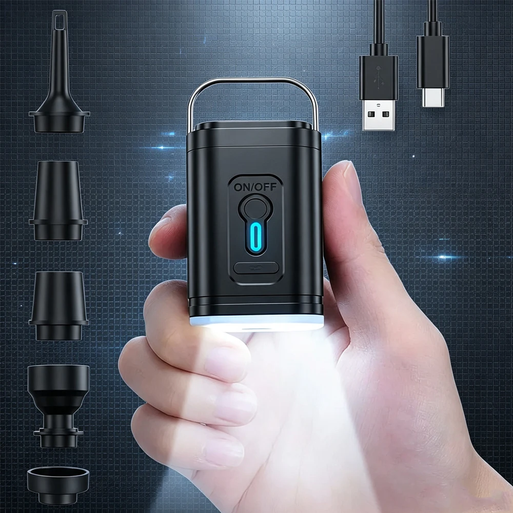 Mini Portable Air Pump 1200mAh USB/ Rechargeable Wireless' Inflator Deflator for Camping Mattress Pool Float Boat Fast Inflation