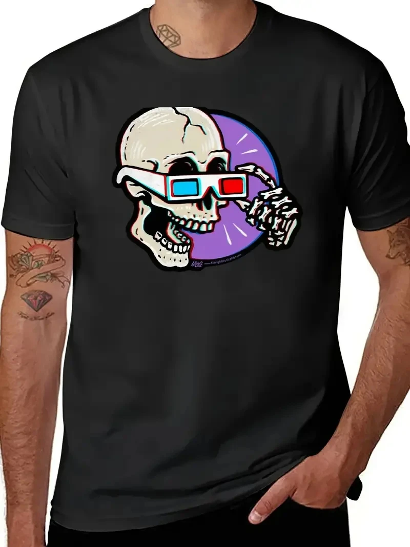 Men's Funny 3D Printed Funny Fright Skull Pattern Short Sleeve T-shirt Breathable Fashion Men Street Wear Men Clothing