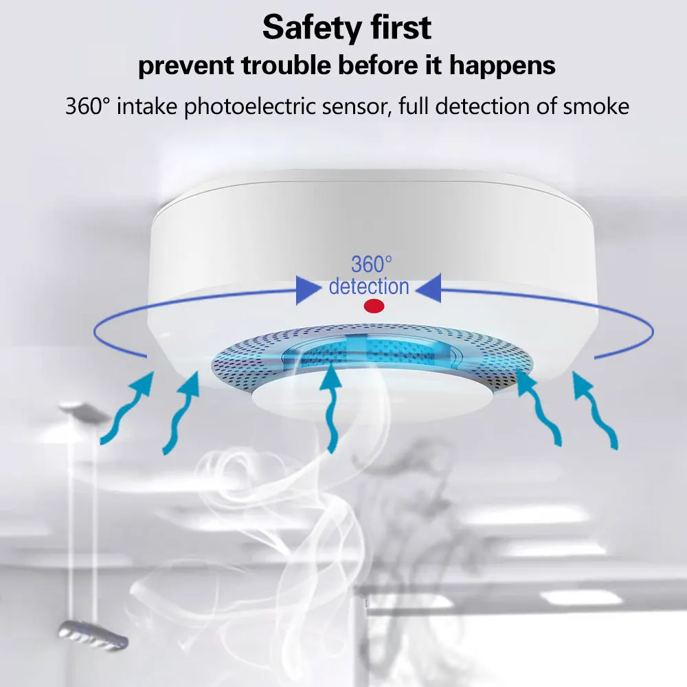 Tuya Smart Zigbee-Détecteur de fumée WiFi, protection incendie, alarme de sécurité à domicile, alarme sonore et lumineuse, contrôle du signal