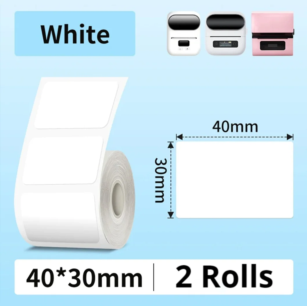 40x30mm White Thermal Label Paper 230pcs/Roll Self-Adhesive Stickers, Waterproof Oil-Proof Tear-Resistant Blank Labels for Small
