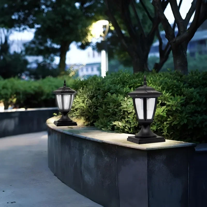 C5 Outdoor Solar Post Light Waterproof Garden Lamp with Pier Mount Base Decorative Solar Lights for Pole Outside Luces Solares