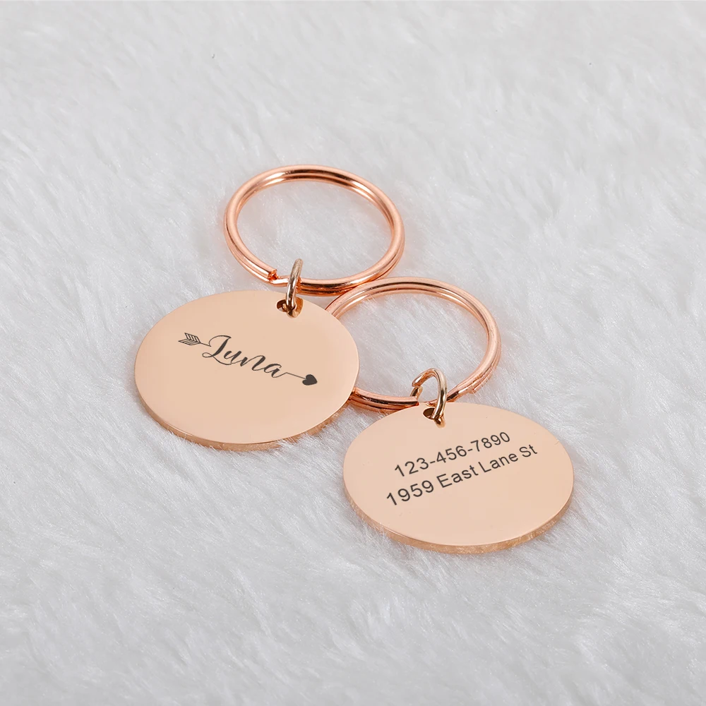 2023 New Personalized Dog ID Tag Anti-lost Mirror Name Tags Plates Free Engraving Dogs Cats Kitten   Nameplate Pendant for Pets