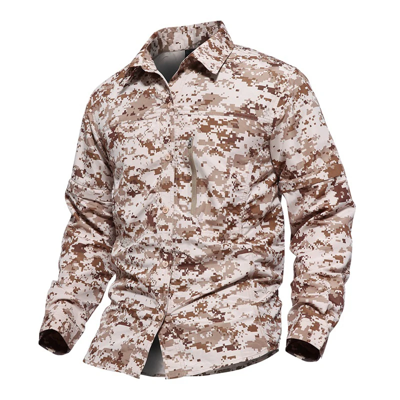 Tactical Shirt Men  Camouflage Shirts Summer Quick Dry Combat Long Sleeve Shirts Outdoor Breathable Hiking Field Tops