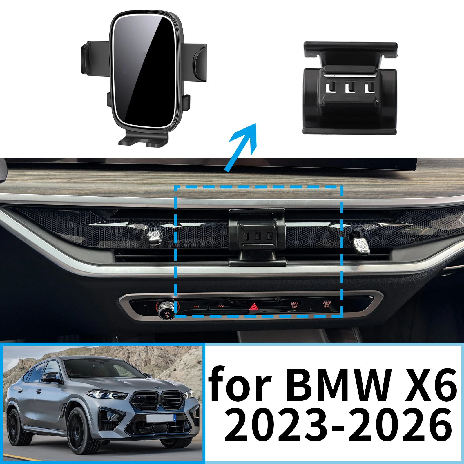 

fit for BMW X6 2023 2024 2025 2026 Stable Clip-On Phone Holder​​ Mount Screen Base No Vibration​ accessoires
