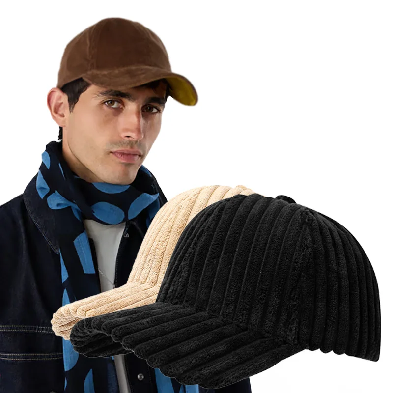 

Fashion Men's Winter Warm Corduroy Baseball Caps for Women Solid Color Kpop Retro Adjustable Snapback Hats Trucker Gorras Hombre