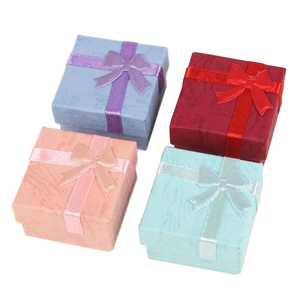 

24pcs Jewelry Boxes Bow Knot Lids Wedding Gifts Bulk Small Decorative Luxury Ring Case Travel Storage Noble Quality