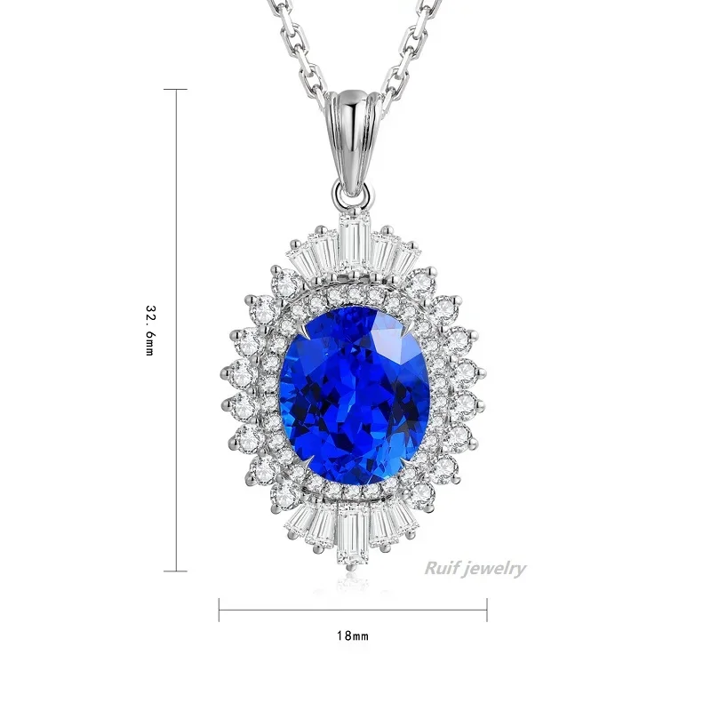 

Ruif 925 Sterling Silver Elengant 5.97ct Pear Lab Grown Cobalt Spinel Necklace for Love Clavicle Chain Gifts Openable Choker