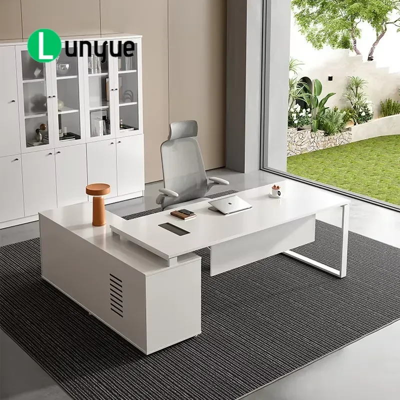 Customizable Eco-Friendly Modern Durable L-Shaped Executive Desk Wooden Construction for Commercial Office