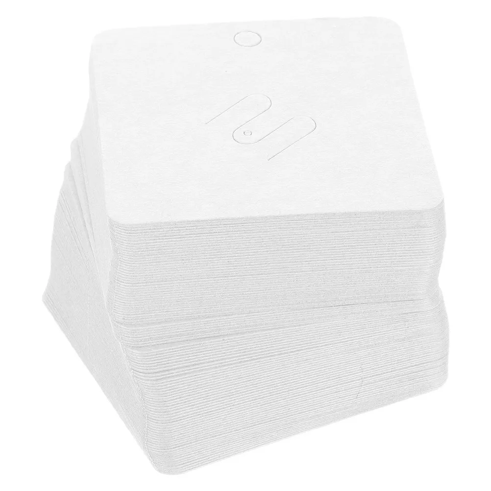 100Pcs Jewelry Display Cards White 7x7cm Blank Paper for Earrings Necklaces Brooches Hair Clips Selling Blank Display Cards