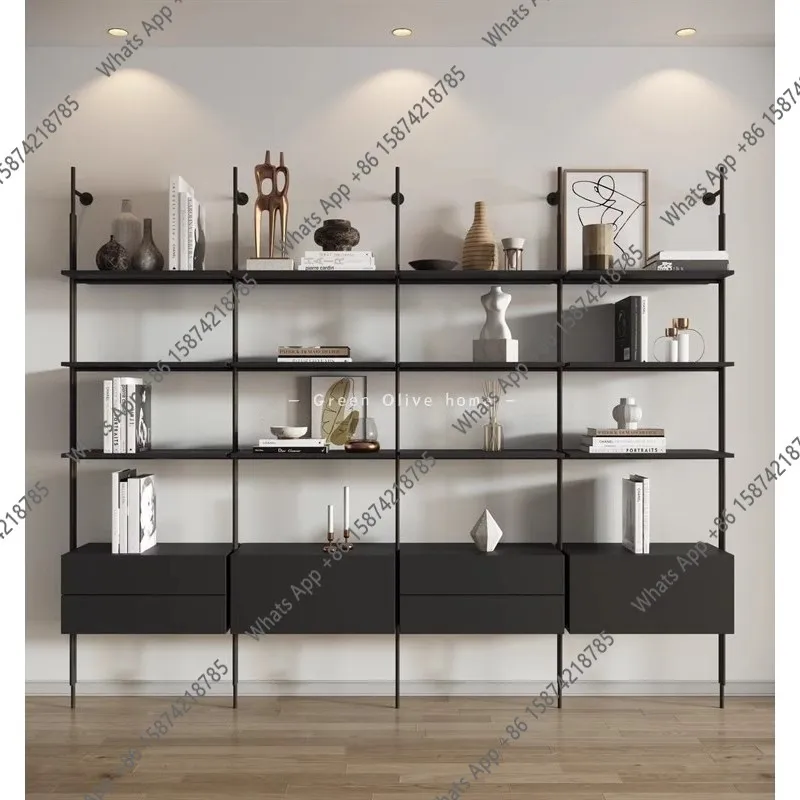

Abookshelf Baffle Display Stand Industrial Wind Wrought Iron Storage Against The Wall Multi-layer Bookcase Drawer Rack