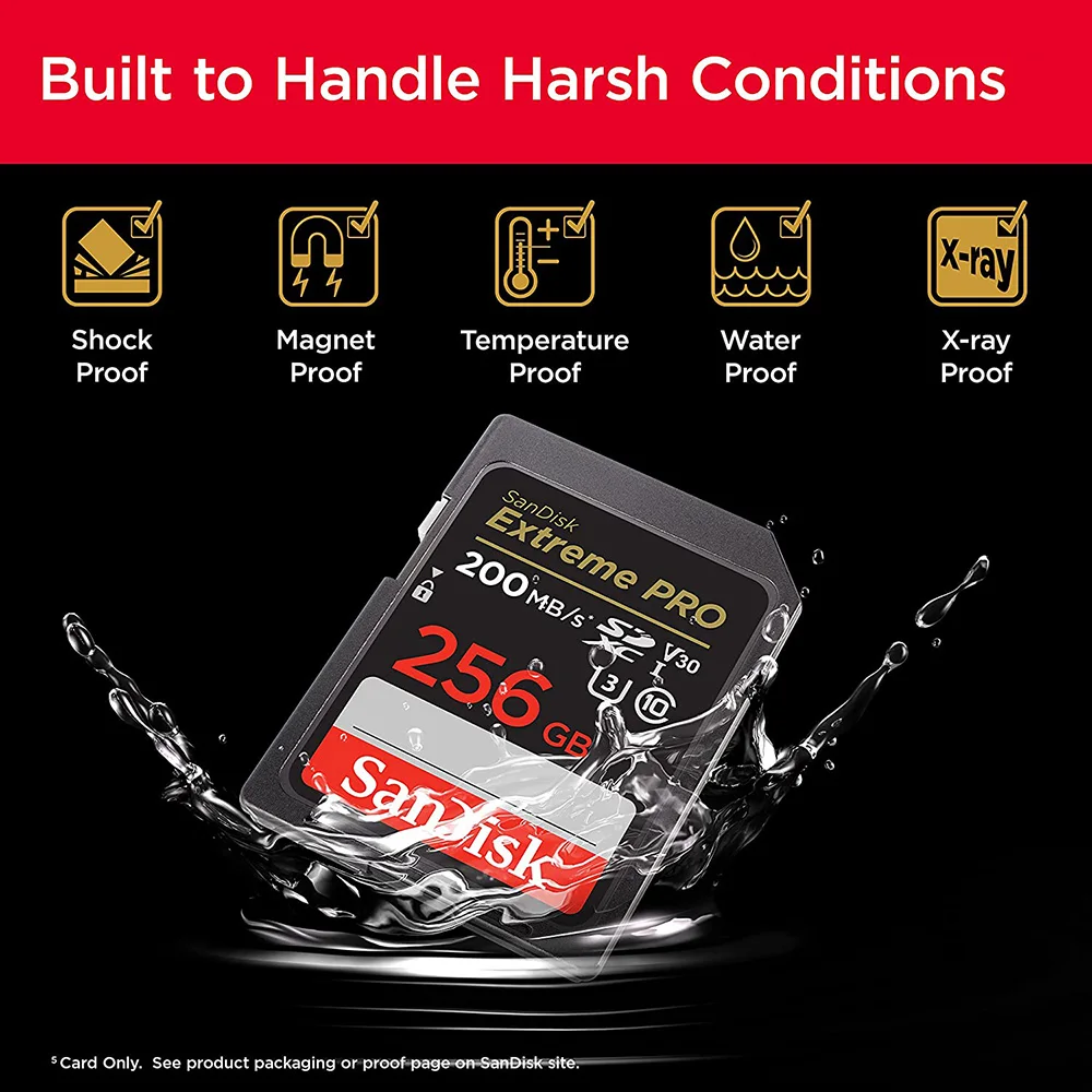 بطاقة SanDisk SD بطاقة Extreme PRO SDXC UHS-II 32GB 64GB 128GB 256GB بطاقة الذاكرة بطاقة فلاش بحد أقصى 200 برميل/الثانية للكاميرا 4K UHD فيديو