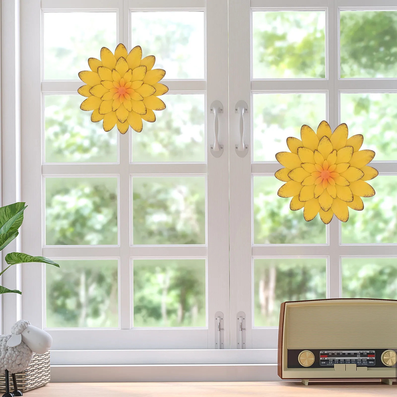 1Pcs Iron Flower Pendant Wall Decor Nordic Style Simulation Flower Ornament Delicate Craftsmanship Comfortable Touch Indoor