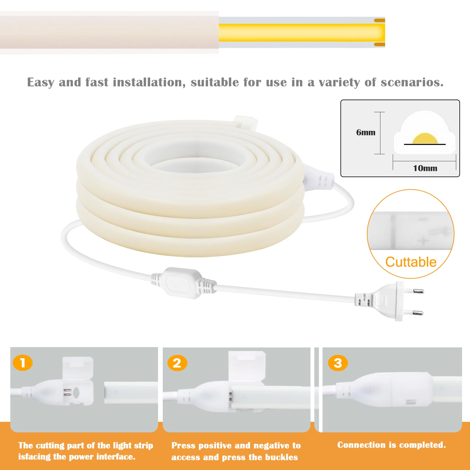 110 فولت 220 فولت السوبر مشرق COB LED قطاع مع الاتحاد الأوروبي المملكة المتحدة الولايات المتحدة التوصيل 288 المصابيح للماء COB الشريط الشريط أضواء النيون في الهواء الطلق لغرفة المطبخ