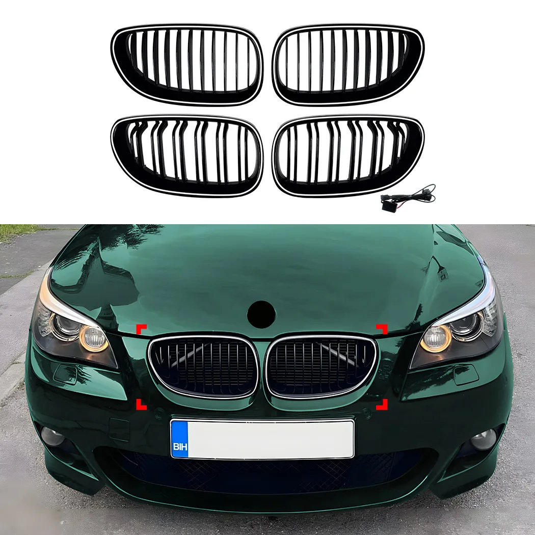

Для BMW 5 серии E60 E61 2004-2010 светодиодный светильник, решетка для почек, передний бампер автомобиля, гоночная решетка, аксессуары